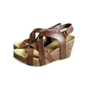 Blowfish Womens Henrietta Velcro Anklestrap Cork Wedges Size 6.5